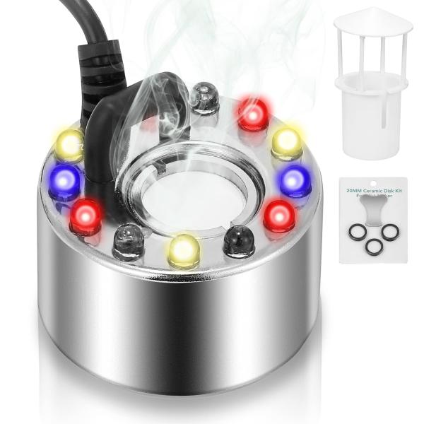 Hanchen 12LED 超音波霧発生装置 水位センサー ミストメーカー 350ml/h 交換用振動子2個/フロート/電源アダプター付き ミニ霧発生機 アクアリウム 水
