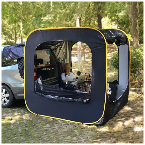 バックドア テント キャンプ用 車用テント トランクテント 震災 災害用 防水?UV機能 メッシュ窓付き 虫除け対策 リアゲート ハッチバックテント 車中泊 車と連結