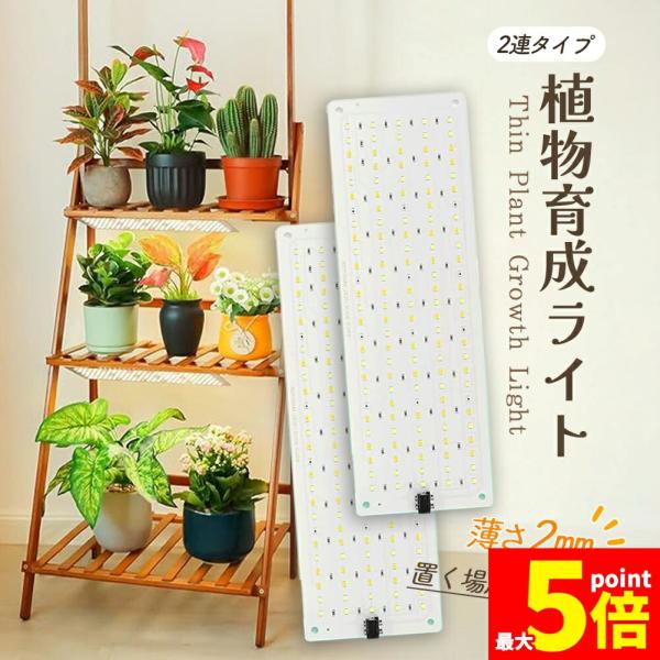★期間限定！最大20%OFF★LED植物育成ライト 植物育成ライト 2連 2枚 薄型 板状 板 パネル 5段階調光 LED 植物ライト 植物育成ランプ 観葉植物用ライ