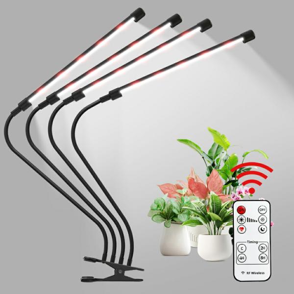 【点灯ライト数選べる】植物育成ライト LED クリップ式 10段階調光 リモコン付き 点灯本数を切り替える IP64防水 タイマー 自動点灯 消灯 角度調整 US