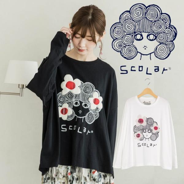 ScoLar（スカラー） 花アップリケプルオーバー カットソー トップス
