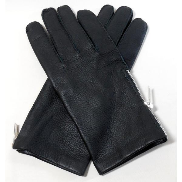 HERMES（エルメス） メンズ手袋 グローブ ハーレー ブラック 鹿革 : み