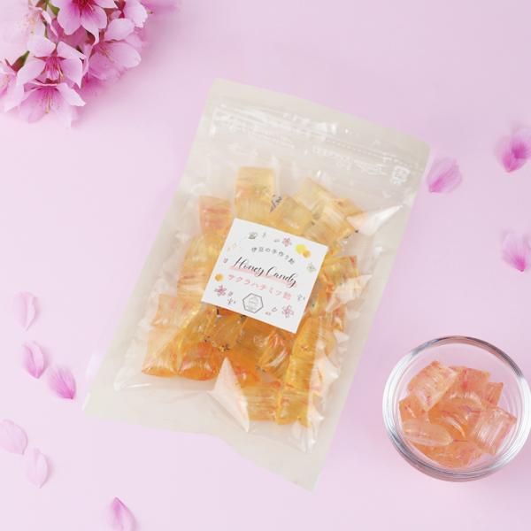 サクラハチミツ飴 手作り飴 国産ハチミツ使用 桜花使用 ハチミツ飴 着色料不使用 保存料不使用 香料不使用