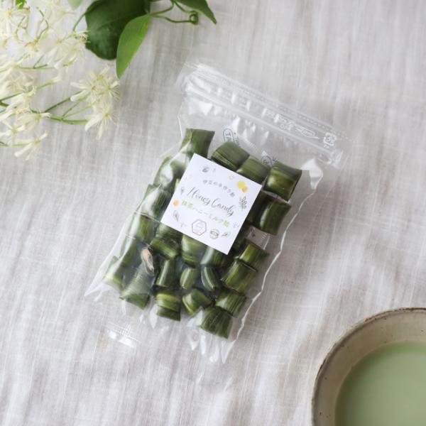 抹茶ミルクハニー飴 手作り飴 国産ハチミツ使用 京都産抹茶 抹茶着色料不使用 保存料不使用 香料不使用