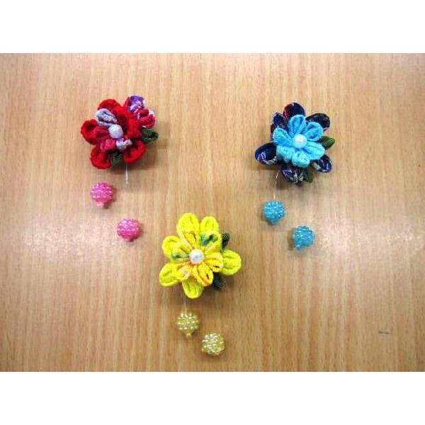 お花のマグネット 赤 ブルー 黄系