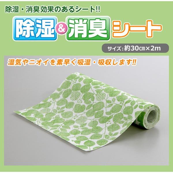 住まいの除湿＆消臭シート 30×200cm グリーン 吸湿 吸収 下駄箱 タンス シンク下 天日干しで回復