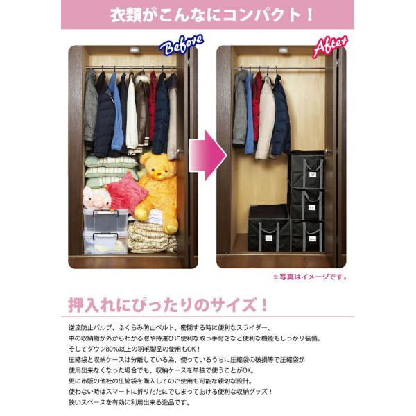 圧縮袋付 収納ケース 衣類用 ブラック 3個セット 圧縮プラス 送料無料 圧縮袋 衣類収納袋 衣類 服 収納袋 バルブ式 掃除機 衣類圧縮袋 幅60 奥40 高30cm Buyee Buyee Japanese Proxy Service Buy From Japan Bot Online