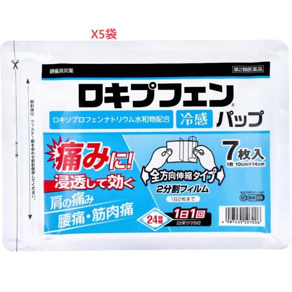 ロキプフェンパップ　ラミネート袋仕様 7枚入りx5袋　第2類医薬品 　使用期限２０２５年10月