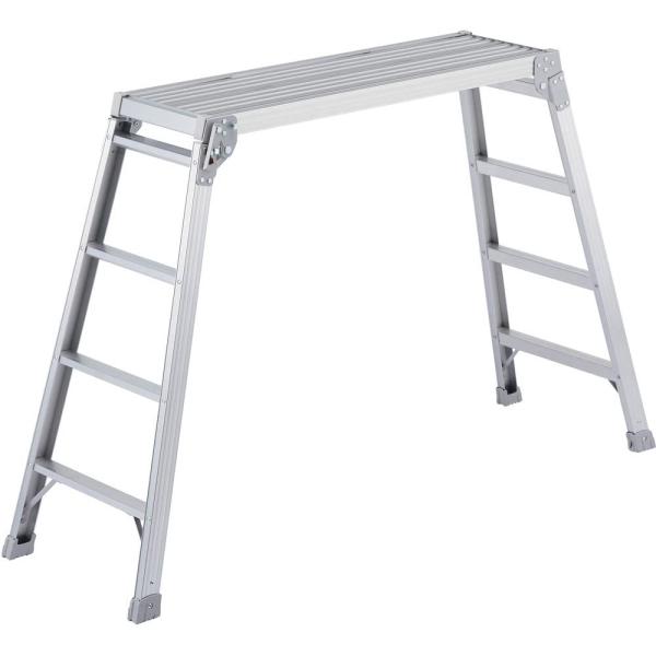 商品はエアキャップ2重+巻き段ボールで巻いた状態での納品致します。足場台 洗車台 DRX-1098c シルバー ｜ 天板の高さ 98cm 最大使用質量 100kg ｜ アルミ 脚立 踏み台 ｜ [長谷川工業]検索用 : 朝礼台 花見 運動会...