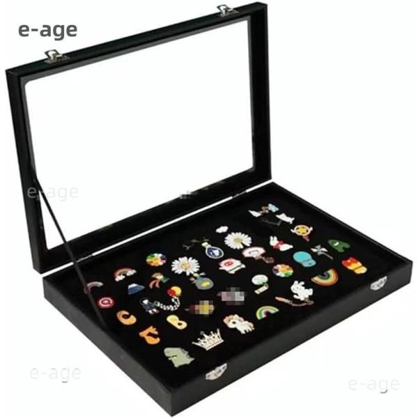 ピンバッジ ケース 透明窓木製ピンディスプレイケース ピン缶バッジ 収納ケース エナメルピンミリタリーバッジメダルディスプレイケース ピンズフレーム 収納可
