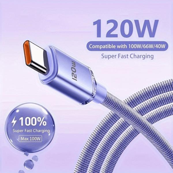 120W 超高速充電ケーブル USB タイプ C 充電データコード OPPO対応 充電器ワイヤー スマホ用パワーバンク USB C ケーブル 充電器 USB ケーブル USB - タイプ C 6