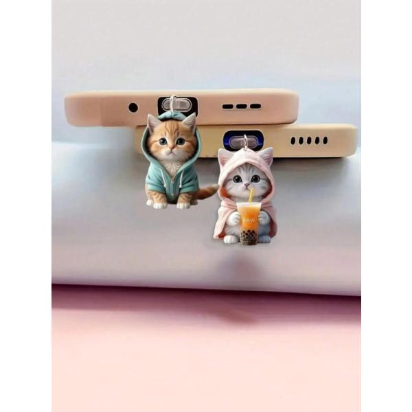 iphone LightningおよびType-Cオーバルインターフェースの電話と互換性のある新しいアクリル2Dフラットダストプラグ1個。ギフトに最適