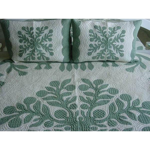 ハワイアンキルト ベッドカバー オーダーメイド 納期２ ３か月 Hbba ハワイアン キルト ベッドカバー マルチカバー パッチワーク インテリア Hbba ミウ ミント アロハ 通販 Yahoo ショッピング