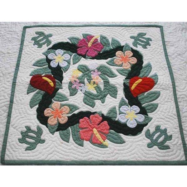 ハワイアンキルトプルメリアレースのタペストリー新作品