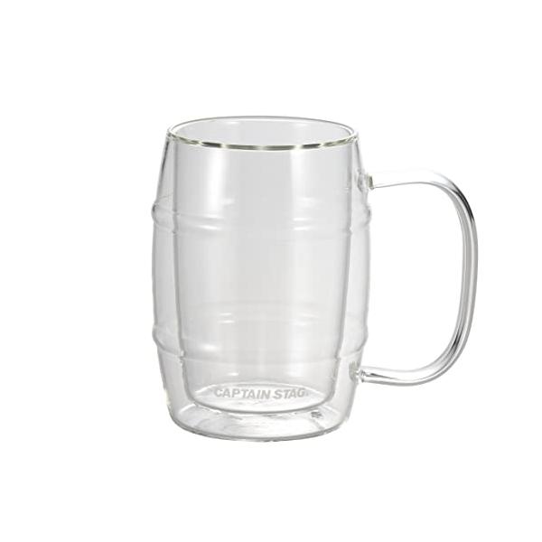 キャプテンスタッグ(CAPTAIN STAG) 耐熱ガラス ダブルウォールグラス マグカップ 二重構造 樽ビアカップ 350ml UW-2031