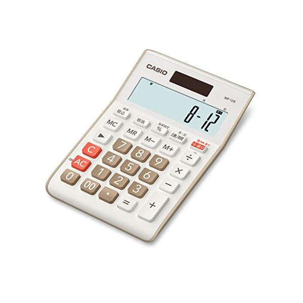 カシオ 余り計算電卓 12桁 日数&時間計算 ミニジャストタイプ ベージュ MP-12R-BE-N エコマーク認定