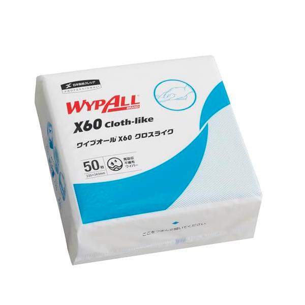 他サイト： 日本製紙クレシア(NIPPON PAPER CRECIA) クレシア ワイプオール X60 クロスライク 4つ折り 50枚 不織布ワイパー 薄手 60の商品画像