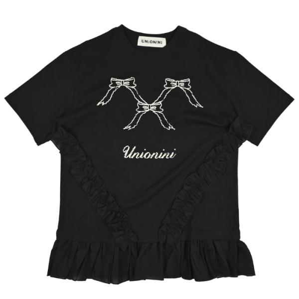UNIONINI ユニオニーニ ribbon frill tee black CS-049