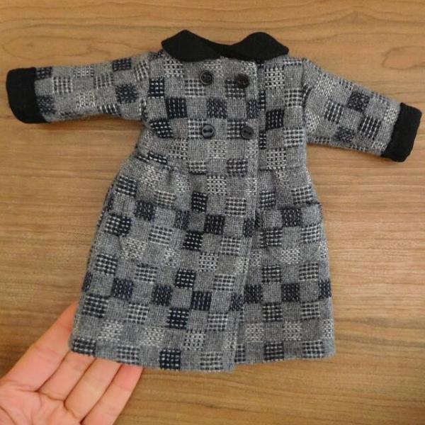 個人ディーラー製　ドール/人形服　ウール製　チェスターコート ロングコート 人形用 チェック ウール ロングコート 人形用コート ドール ドール用