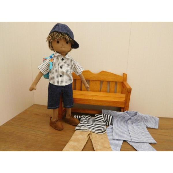 手作り 布製 着せかえ 人形 星柄シャツ 男の子 着せ替え セット 34cm