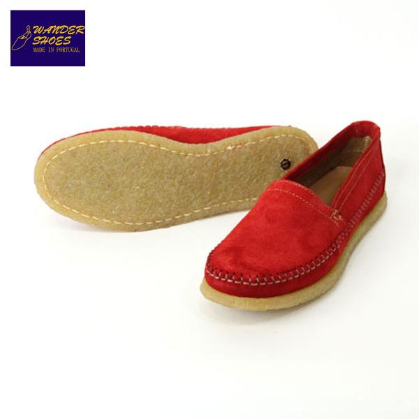 20%OFFZ[ y̔ 11/25 0:00`12/1 23:59z _[V[Y WANDER SHOES SLIP ON 4530 CREPE SUEDE RED
