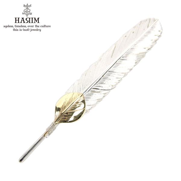 n HARIM y_ggbvi`F[ʔj HARIM FEATHER CENTER L HRT001 WH/OX SILVER 925 with 18K GOLD HEART FEATHER