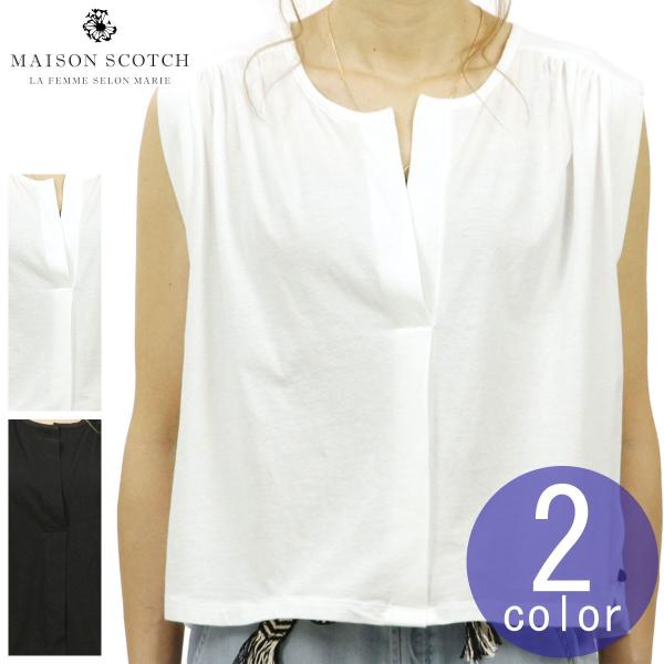 ���]���X�R�b�` MAISON SCOTCH ���K�̔��X ���f�B�[�X ���n V�l�b�N �m�[�X���[�u�u���E�X MIXED FABRIC BOXY V-NECK TOP 143740 54426