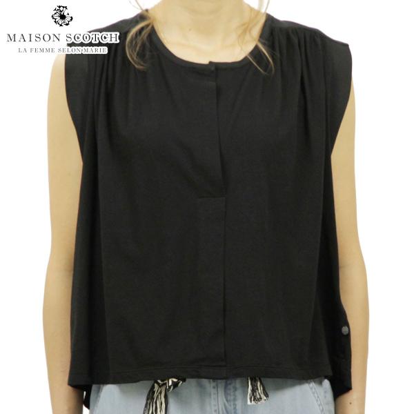 ���]���X�R�b�` MAISON SCOTCH ���K�̔��X ���f�B�[�X ���n �^���N�g�b�v MIXED FABRIC BOXY V-NECK TOP 143740 08 54426 BLACK