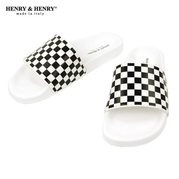 w[Ahw[ HENRYHENRY K̔X T_ V[T_ 180 CHECKER SHOWER SANDAL BIANCO BLACK WHITE CHECKER WHITE SOLE