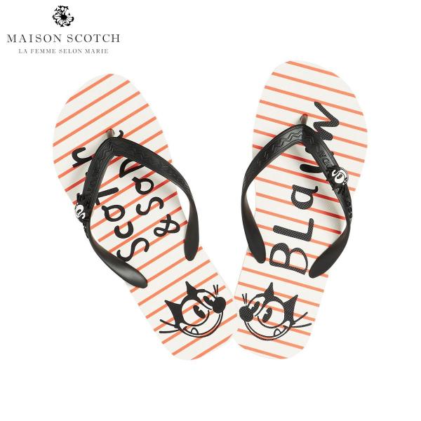 ���]���X�R�b�` MAISON SCOTCH ���K�̔��X ���f�B�[�X �T���_�� �t���b�N�X�f�U�C�� AMS BLAUW FELIX THE CAT FLIP FLOPS  ���̓� �v���[���g ���b�s���O
