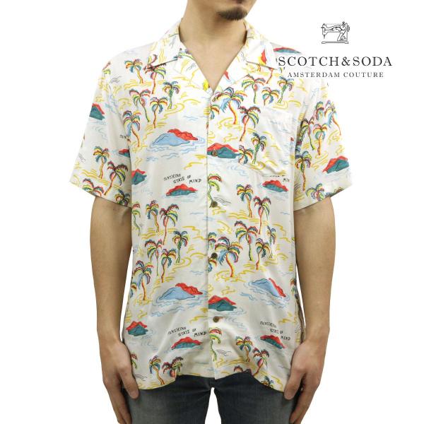 スコッチアンドソーダ メンズ 半袖シャツ 正規販売店 SCOTCH＆SODA 開襟シャツ アロハシャツ SHORT SLEEVED PRINTED CAMP SHIRT 171643 5739 72406 90 WHTPLLA クリスマス プレゼント ラッピング mixon_4158223973