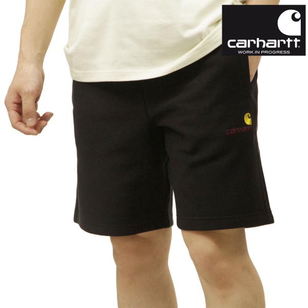 カーハート メンズ ショートパンツ 正規品 CARHARTT WIP スウェット ハーフパンツ ロゴ AMERICAN SCRIPT SWEAT SHORT BLACK I031685