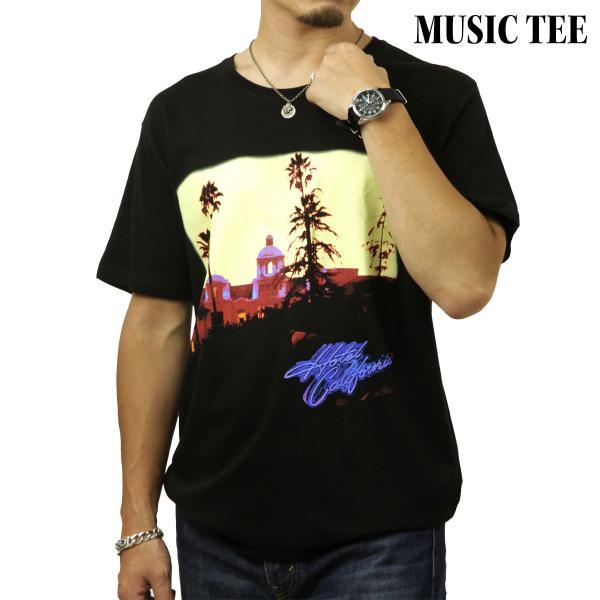 ミュージックティ メンズ バンドTシャツ 正規品 MUSIC TEE 半袖 ロックTシャツ イーグルス ホテル・カリフォルニア EAGLES HOTEL CARIFORNIA BLACK