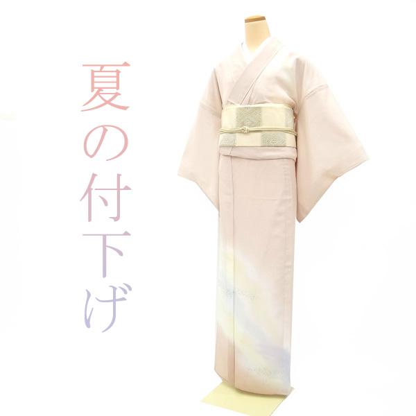 半額／で￥76780→38390 夏物 付下げ 着物 手ぼかし染 絽 ピンク 正絹 
