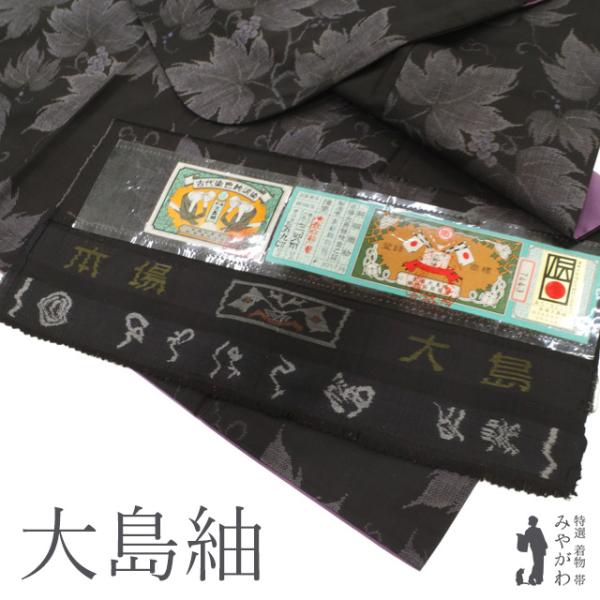本場大島紬 着物 袷 正絹 古代染織純泥染 9マルキ 黒こげ茶 蔦 本場大島紬 着物 袷 正絹 古代染織純泥染 9マルキ 黒こげ茶 蔦