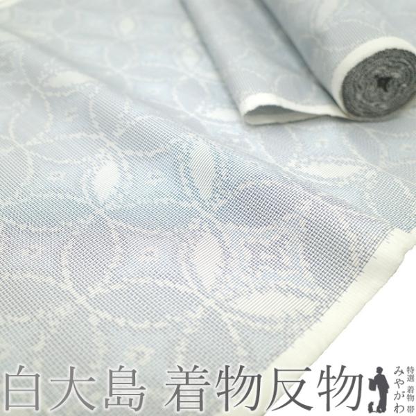 本場大島紬 着物 着尺 反物 正絹 白大島 大島紬 白泥 織絣 横双 白 薄