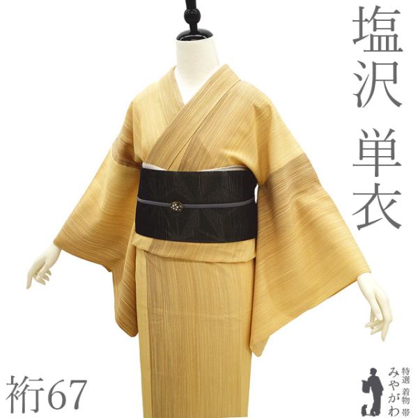 本塩沢 単衣 着物 未使用 正絹 塩沢 塩澤 春 秋 柑子色 茶色 カジュアル 新古品 仕立て上がり 身丈159 裄丈67 Ｍサイズ みやがわ sb17128 本塩沢 単衣 着物 未使用 正絹 塩沢 塩澤 春 秋 柑子色 茶色