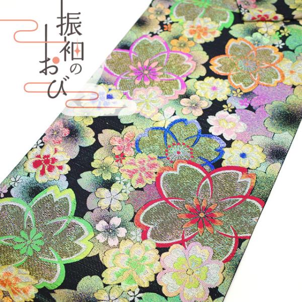 袋帯 振袖用 桜文様 銀色 金糸 銀糸 ラメ糸 六通柄 正絹 仕立て上がり 着物帯 長さ440cm 楽天市場】袋帯 振袖用 正絹 桜紋様 黒x紫金 金糸銀糸 ラメ糸 六通柄