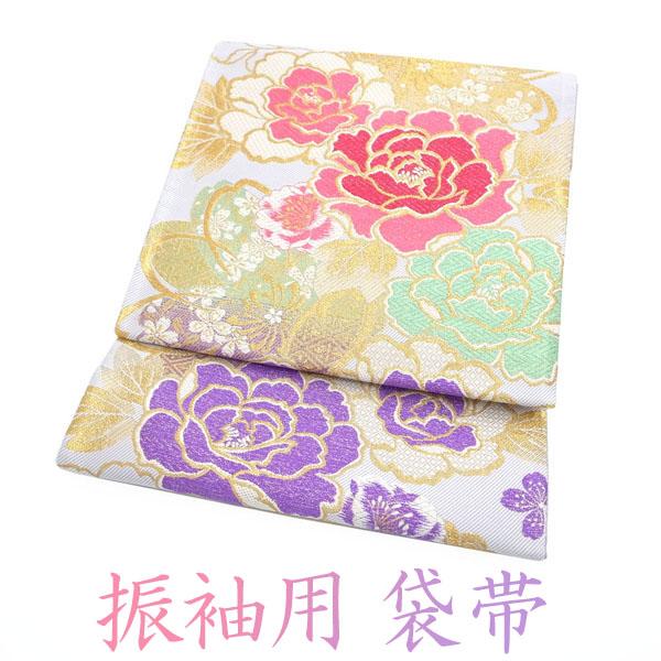 30%OFFで￥27280→19096 袋帯 振袖用 西陣 大光 パープル フォーマル 