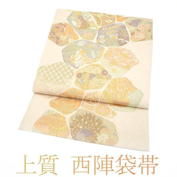 袋帯 京都 西陣 田中義織物 石畳 菊 鶴 鳳凰 孔雀 華文 珀鳳絵巻 ライトベージュ フォーマル 新古品 仕立て上がり Sb8988 Sb8988 特選 着物と帯 みやがわ 通販 Yahoo ショッピング