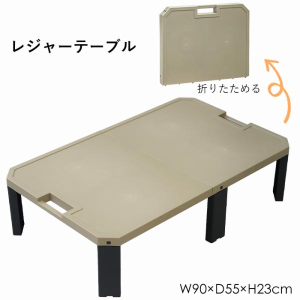 レジャーテーブル 折りたたみ 90×55cm 軽量 長方形 プラスチック 日本製