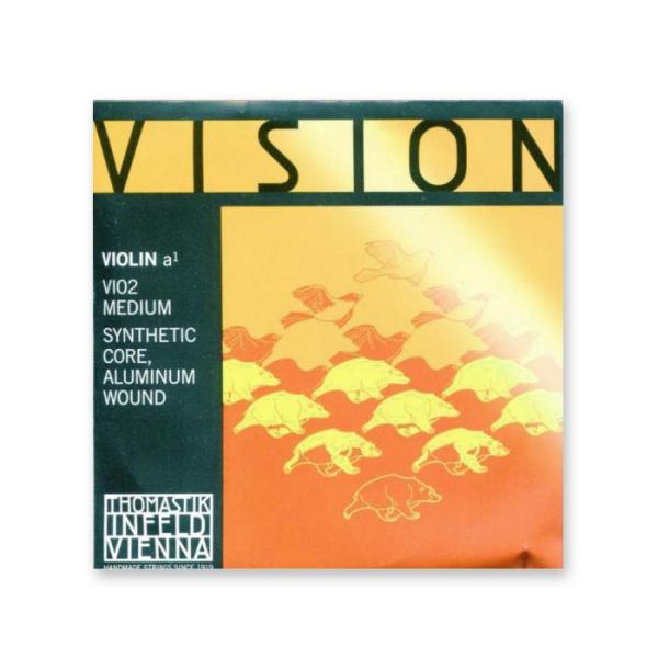 リーズナブルなことで人気のナイロン弦。輝かしく、はっきりとした音色で、多くのシンセティック弦と組み合わせることができる万能弦。（分数用もございます）※こちらの商品は「4/4サイズ用・Ａ線」です。発売元：トマスティークシンセティックコア／アルミ巻