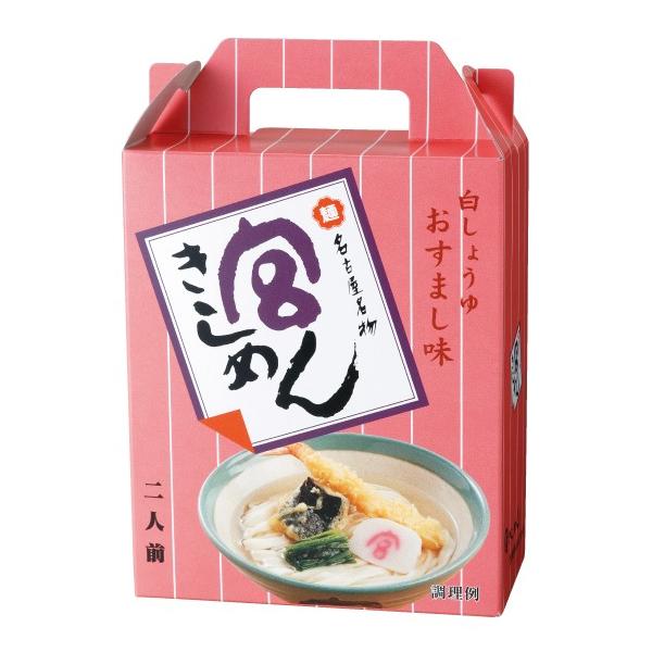 宮きしめんが日本で初めて技術開発した折りたたみ式乾麺は、麺の中に小麦粉のうまみがたっぷり含まれています。なめらかな舌ざわりとコシのある食感をお楽しみください。白しょうゆベースで上品な味わいのスープに口当たりのよいとろろ昆布付きです。◆2人前...