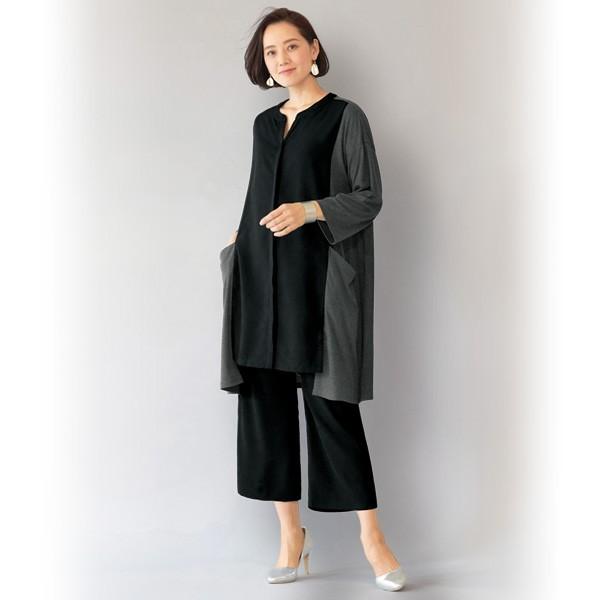 コーディネート レディース 春 夏 異素材切替ゆったりセットアップ 40代 50代 60代 70代 ミセスファッション シニアファッション 婦人 服 セット 京都通販 ミセスのファッション館 通販 Yahoo ショッピング