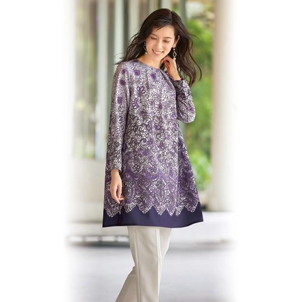 ワンピース トップス レディース 秋 冬 パネル柄チュニックワンピース 40代 50代 60代 70代 ミセスファッション シニアファッション 婦人 服 京都通販 ミセスのファッション館 通販 Yahoo ショッピング