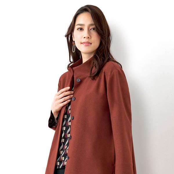 ジャケット アウター レディース 秋 スタンドカラーロングジャケット 40代 50代 60代 70代 ミセスファッション シニアファッション 婦人 服 京都通販 ミセスのファッション館 通販 Yahoo ショッピング