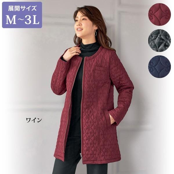 コート アウター レディース 秋 冬 中わたキルティングノーカラーコート 大きいサイズ 40代 50代 60代 70代 ミセスファッション シニアファッション 服 京都通販 ミセスのファッション館 通販 Yahoo ショッピング