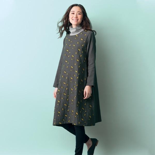 ワンピース レディース 春 秋冬 刺しゅう使いワンピース 40代 50代 60代 70代 ミセスファッション シニアファッション 婦人 服 京都通販 ミセスのファッション館 通販 Yahoo ショッピング