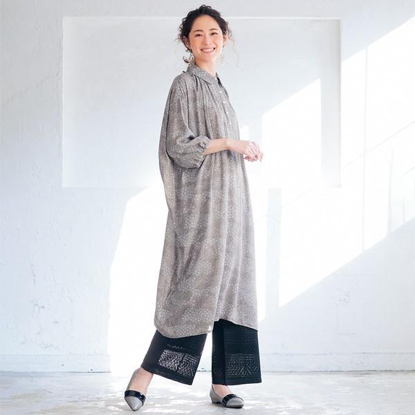 ワンピース おしゃれ レディース 春 夏 小花プリントシャツワンピース 40代 50代 60代 70代 ミセスファッション シニアファッション 服 京都通販 ミセスのファッション館 通販 Yahoo ショッピング