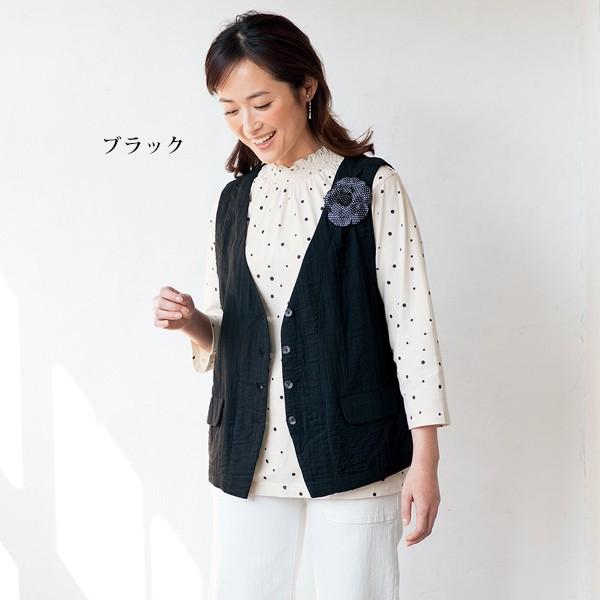 ベスト トップス レディース 春 夏 ダブルガーゼベスト 40代 50代 60代 70代 ミセスファッション シニアファッション 服 京都通販 ミセスのファッション館 通販 Yahoo ショッピング